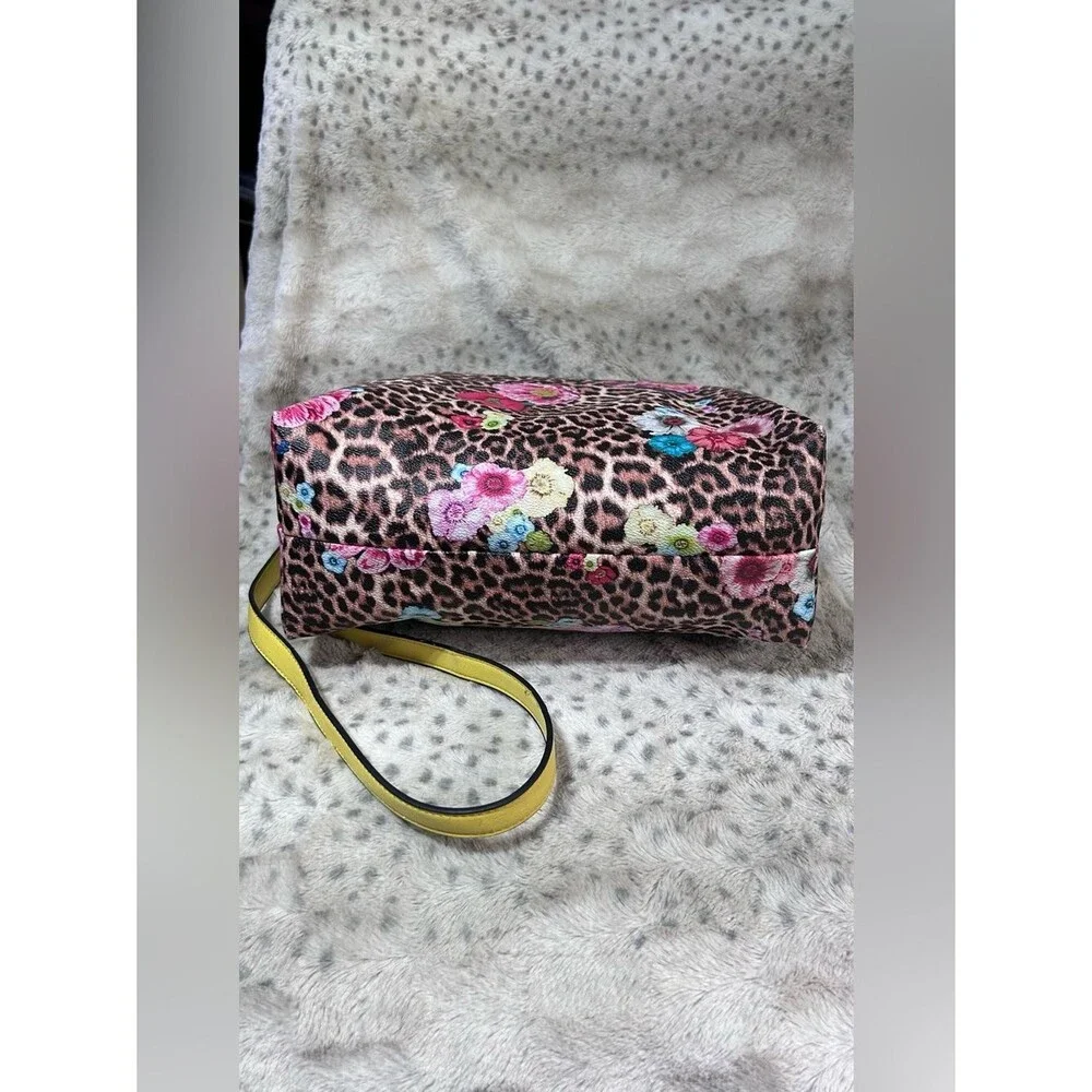 Leopard Floral Crossbody Bag in Yellow Pink Blue Multicolor Zipper